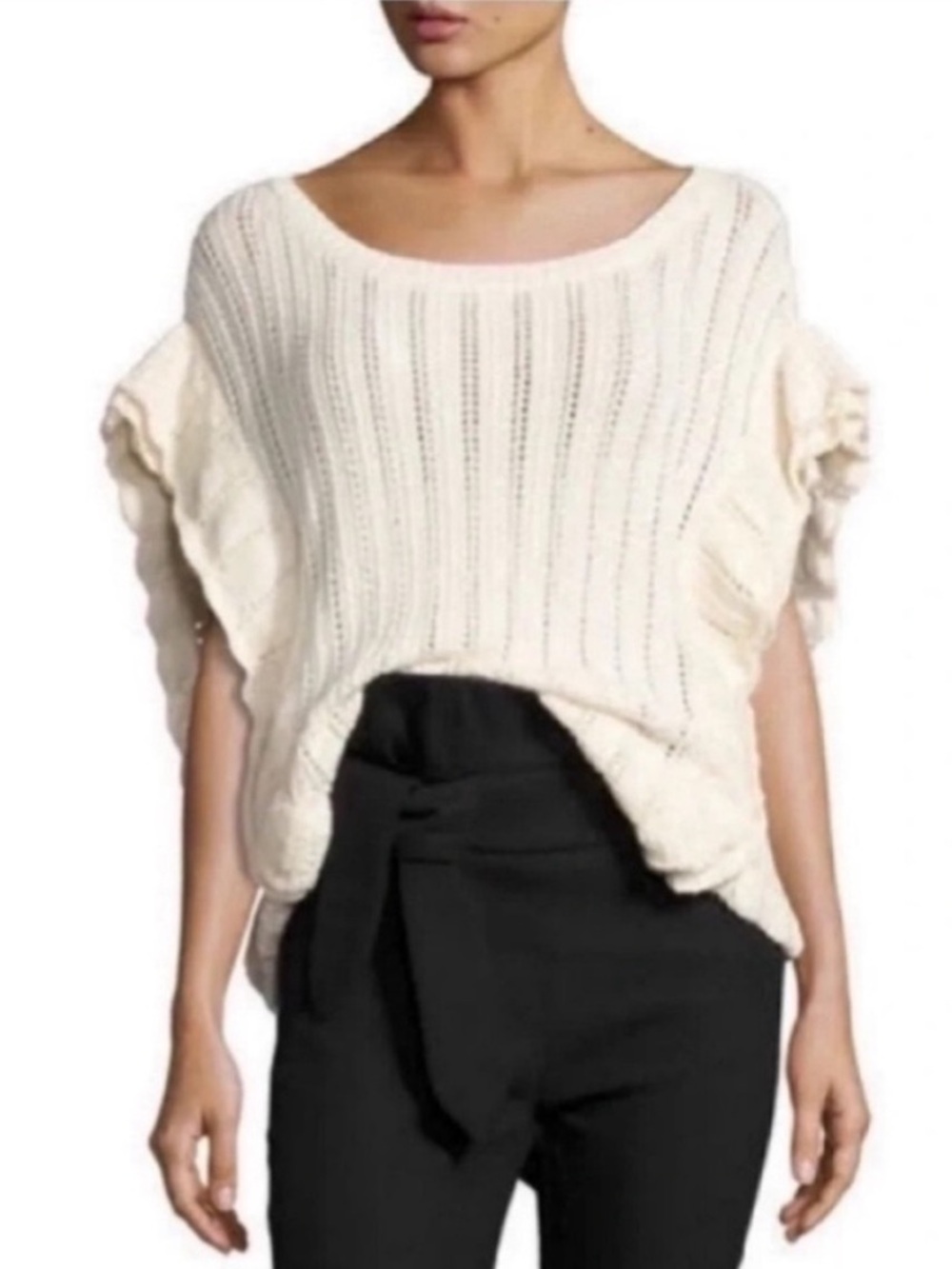 IRO Dafgan Ruffle Sleeve Knit Sweater Wool Alpaca - Picture 2 of 7